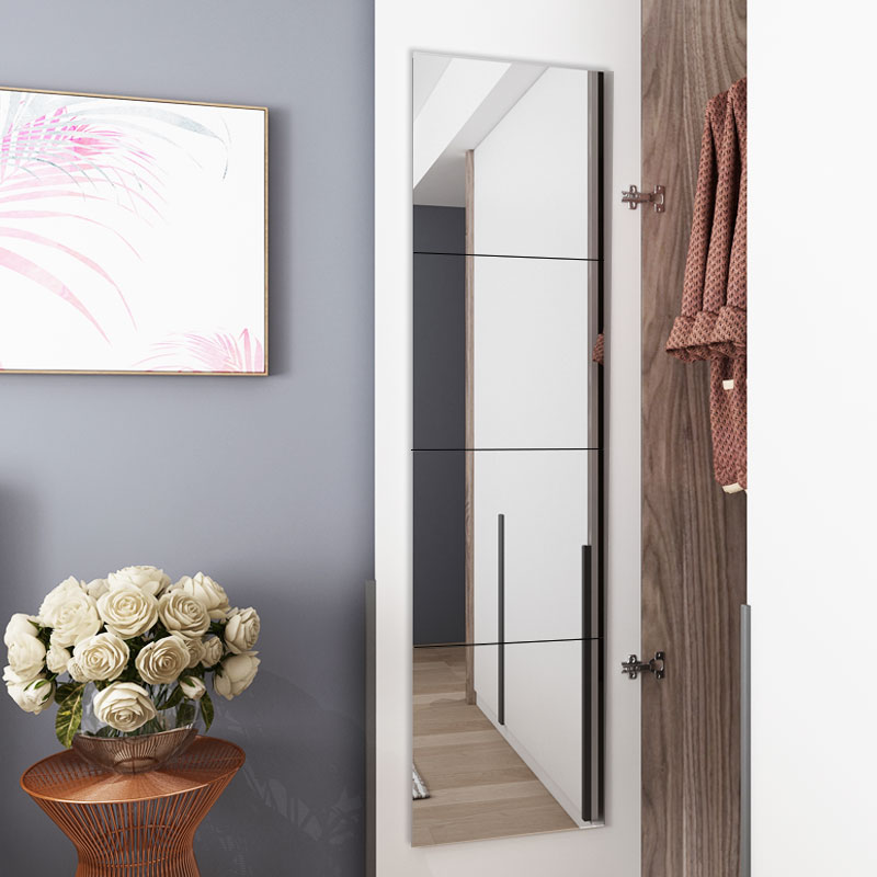 Full body dressing mirror wardrobe inside the wall self-adhesive built-in push-pull built-in invisible swing door hanging wall can be sticky