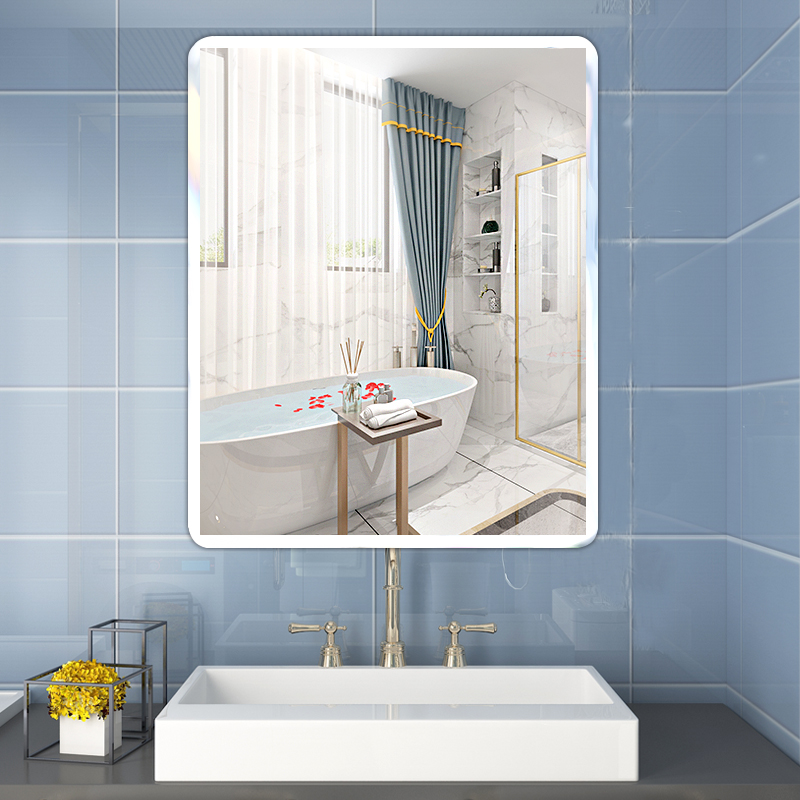 Bathroom Mirror StickWall Self-stick Punch Wall Wall Toilet Wall Wall-hanging Glass Toilet Makeup