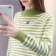 Striped bottoming shirt autumn wear for women 2023 new sweater semi-turtle neck color block sweater for women loose outer wear