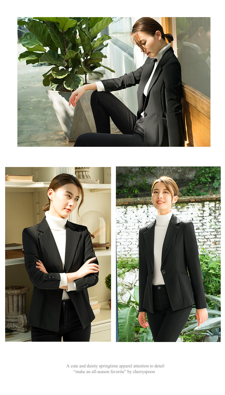 Suit jacket nữ 2018 thu mới Hàn Quốc giản dị sang trọng màu đen chuyên nghiệp mặc đầm nhỏ phù hợp với mùa đông áo cardigan nữ