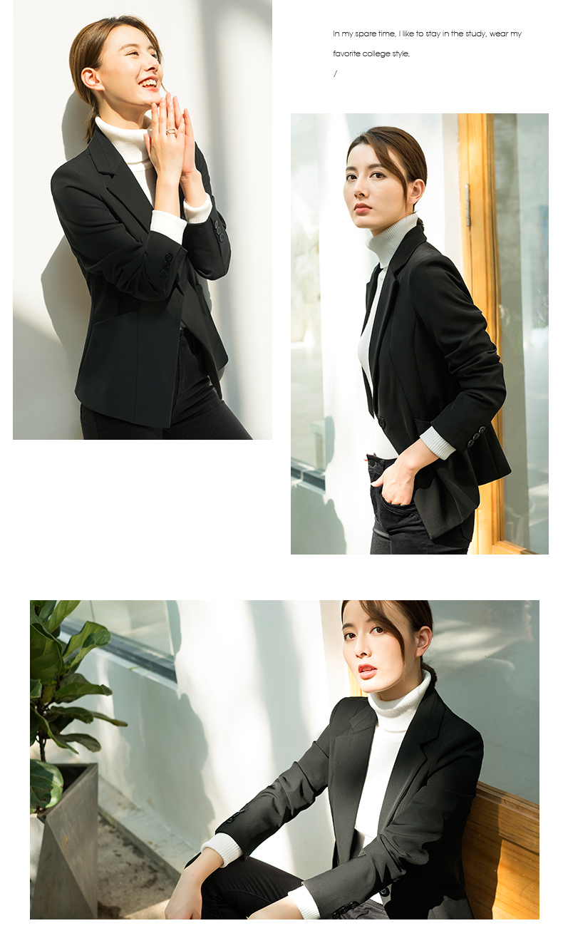 Suit jacket nữ 2018 thu mới Hàn Quốc giản dị sang trọng màu đen chuyên nghiệp mặc đầm nhỏ phù hợp với mùa đông áo cardigan nữ