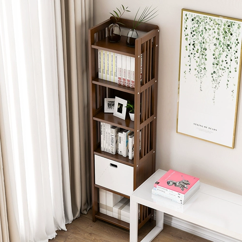 Книжная полка, простой книжный шкаф из натурального дерева, настольная система хранения для школьников