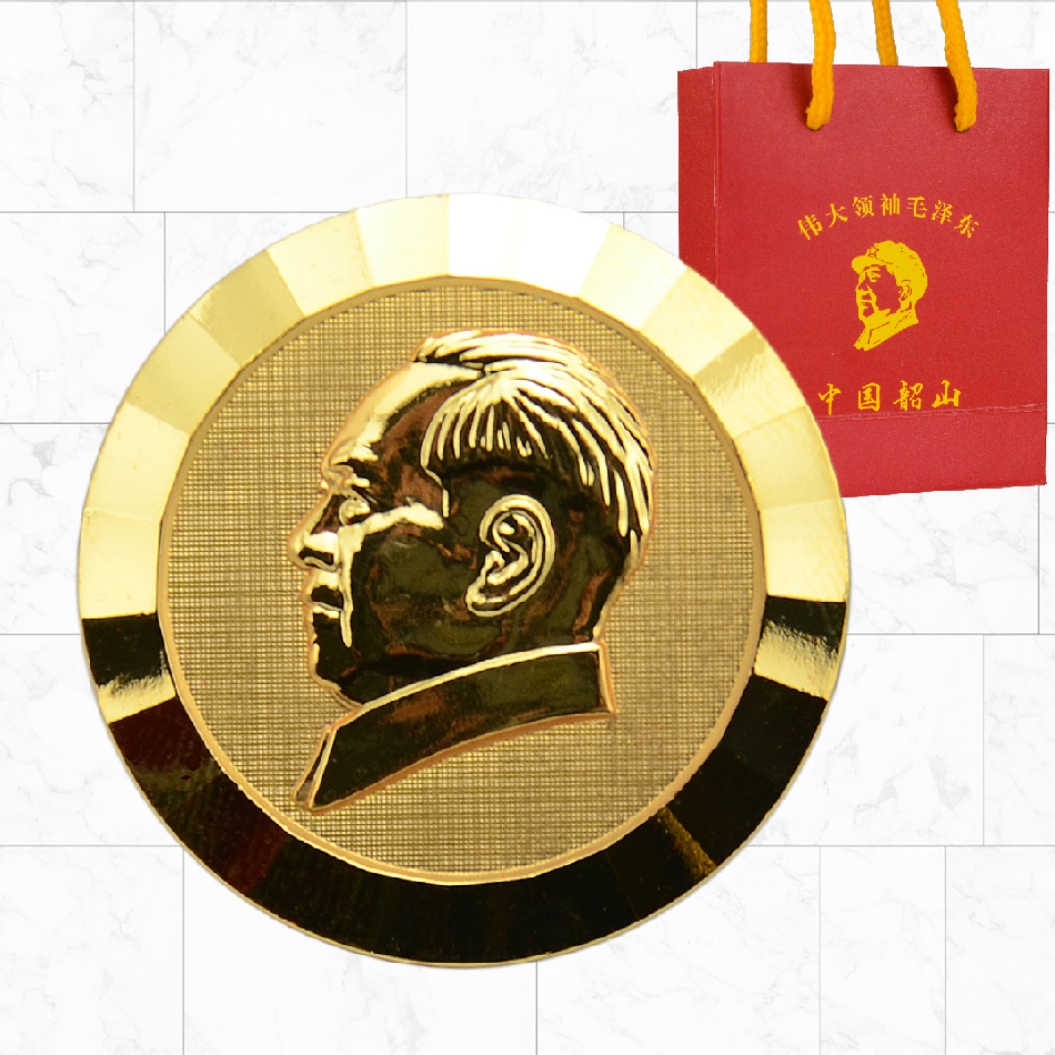 Large head of Chairman Mao, gold-plated brooch, Mao Zedong, great man, couple accessories, commemorative badge