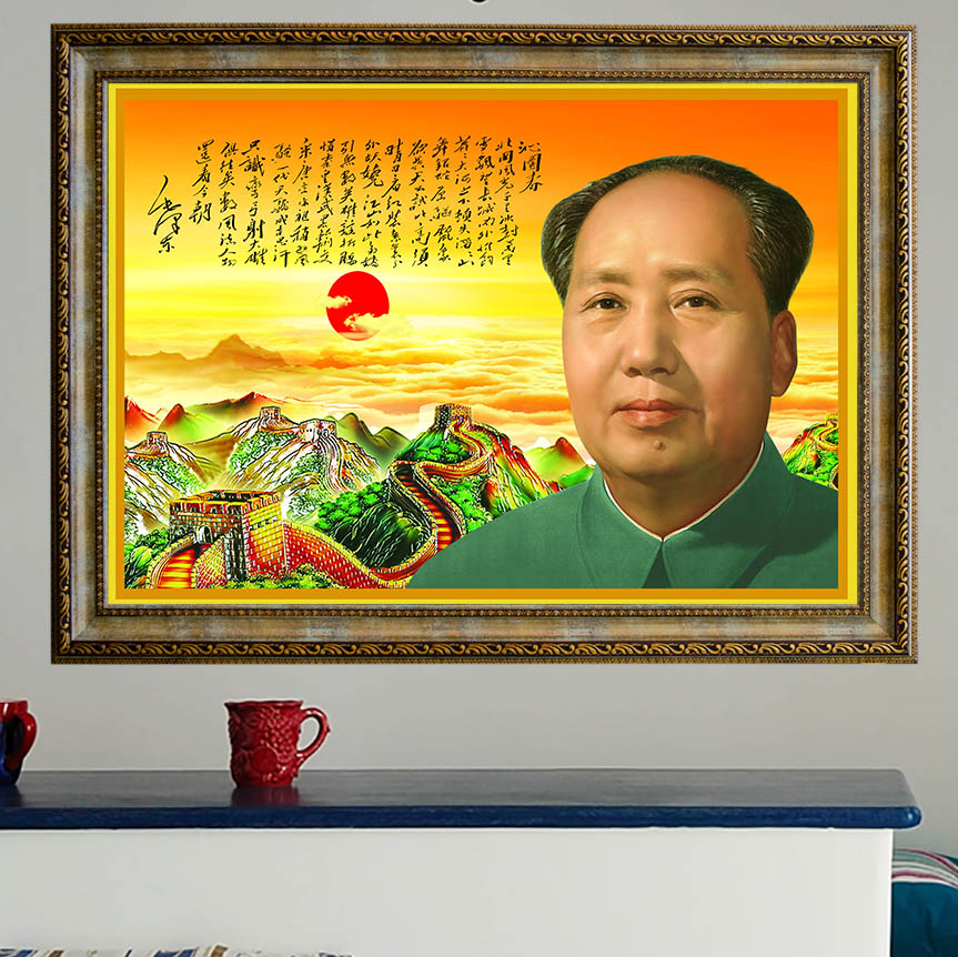 Chairman Mao living room decoration painting sofa background wall Mao Zedong portrait wall painting modern simple dining room mural oil painting