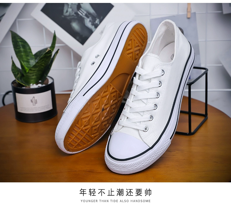Giày nam mùa thu Giày nam Giày đế bằng Giày nam phiên bản Hàn Quốc của giày hoang dã Giày đế xuồng thấp màu trắng
