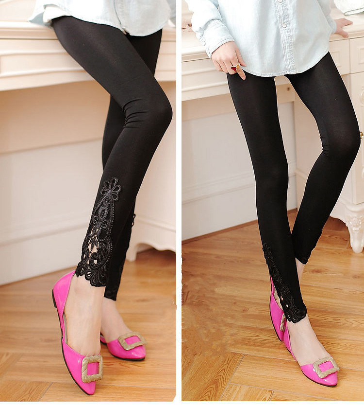 Quần legging bà bầu mùa xuân và mùa thu quần ren bà bầu mùa thu 2018 mới mẹ mặc quần chín điểm Modalto đồ bầu thời trang
