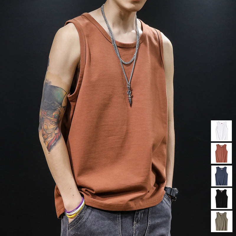 Pure Cotton T-Shirt Vest for Men, Loose-Fitting Sleeveless Tank Top for Men, Sports Fitness Basketball Men's Large Size Summer Trendy
