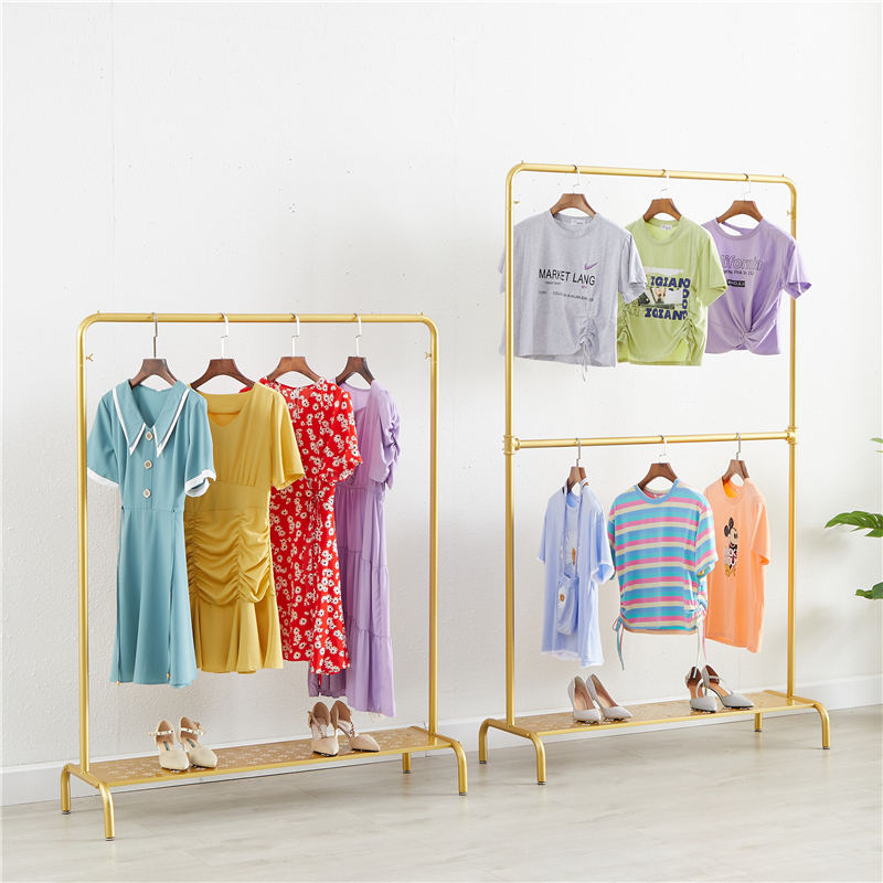 Gold clothing store display stand floor-to-ceiling children's clothing store double-layer hanger women's clothing shelf Nakajima display lift