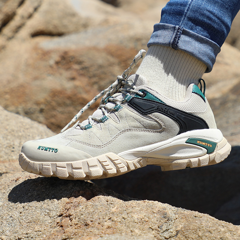 Humvee Low Helps Mountaineering Shoes Women Waterproof Non-slip Light Genuine Leather Outdoor Sneakers Damping Non-slip Hiking Shoes Men