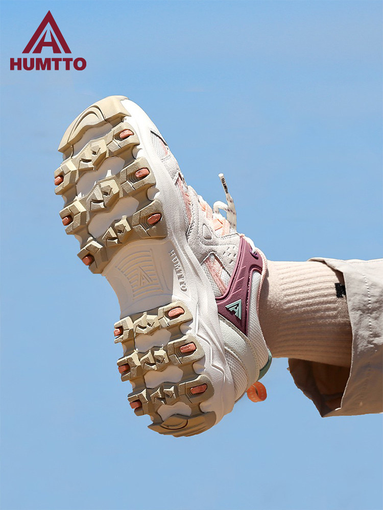 Hantu Outdoor Hiking Shoes for Women, Non-Slip, Shock-Absorbing, Wear-Resistant, Lightweight, Breathable, Height-Increasing, Cross-Country Climbing Sports Hiking Shoes for Women