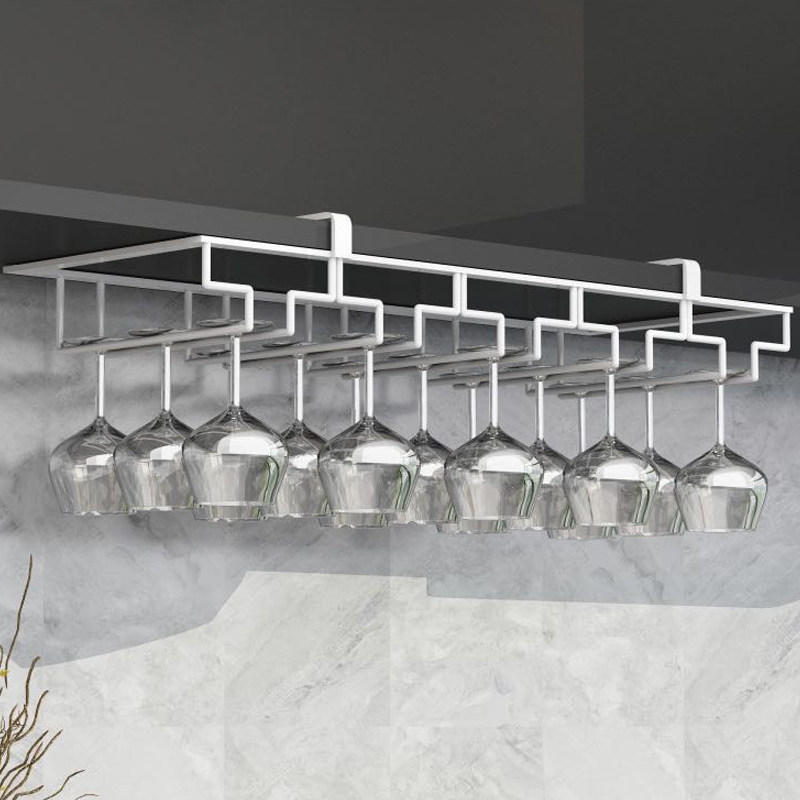 Black Free Mounting Wine Glass Shelf Upside Down Red Wine Glass Shelf Hanging Bar Wine Cabinet Hem Wine Rack Wine Glass Shelf