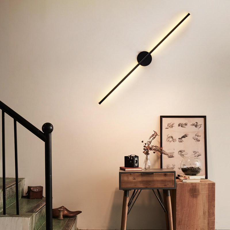 Minimalist wall lamp simple modern long strip led living room background wall lamp creative personality bedroom bedside aisle lamp