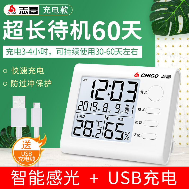 Chi high temperature hygrometer household electronic indoor high-precision greenhouse industrial wall-mounted dry and wet outdoor temperature hygrometer