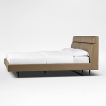 Double head full leather bed Nordic modern minimalist master bedroom AMOR1 8 meters cotton and linen fabric bed furniture customization