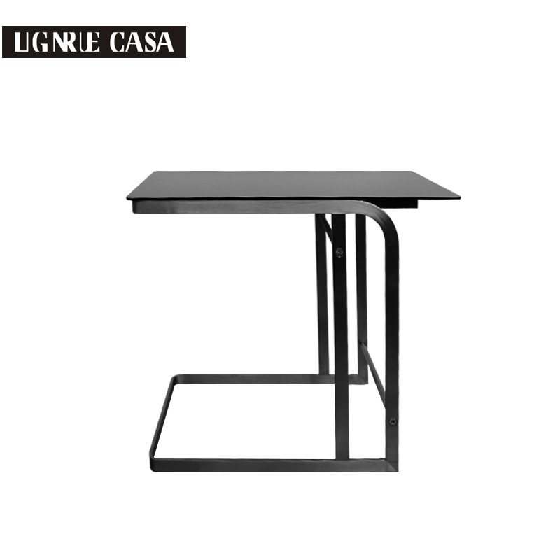 Lead reputation cross-border side table stainless steel frame telephone small coffee table sofa corner glass surface sharp Chi column furniture custom
