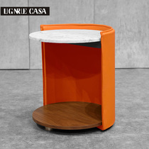 Round side table modern minimalist living room HARMON sofa small coffee table leather coffee table sharp furniture custom-made