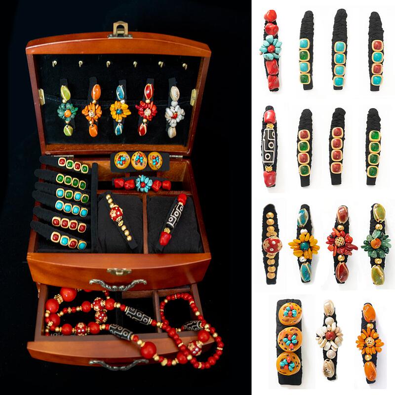 Ethnic Style Hairpin Tibetan Handmade Turquoise Imitation Beeswax Glass Dzi Bead Hairpin Tibetan Side Clip Beaded Hair Accessory Ethnic Style Hairpin Tibetan Handmade Turquoise Imitation Beeswax Glass Dzi Bead Hairpin Tibetan Side Clip Beaded Hair Accessory
