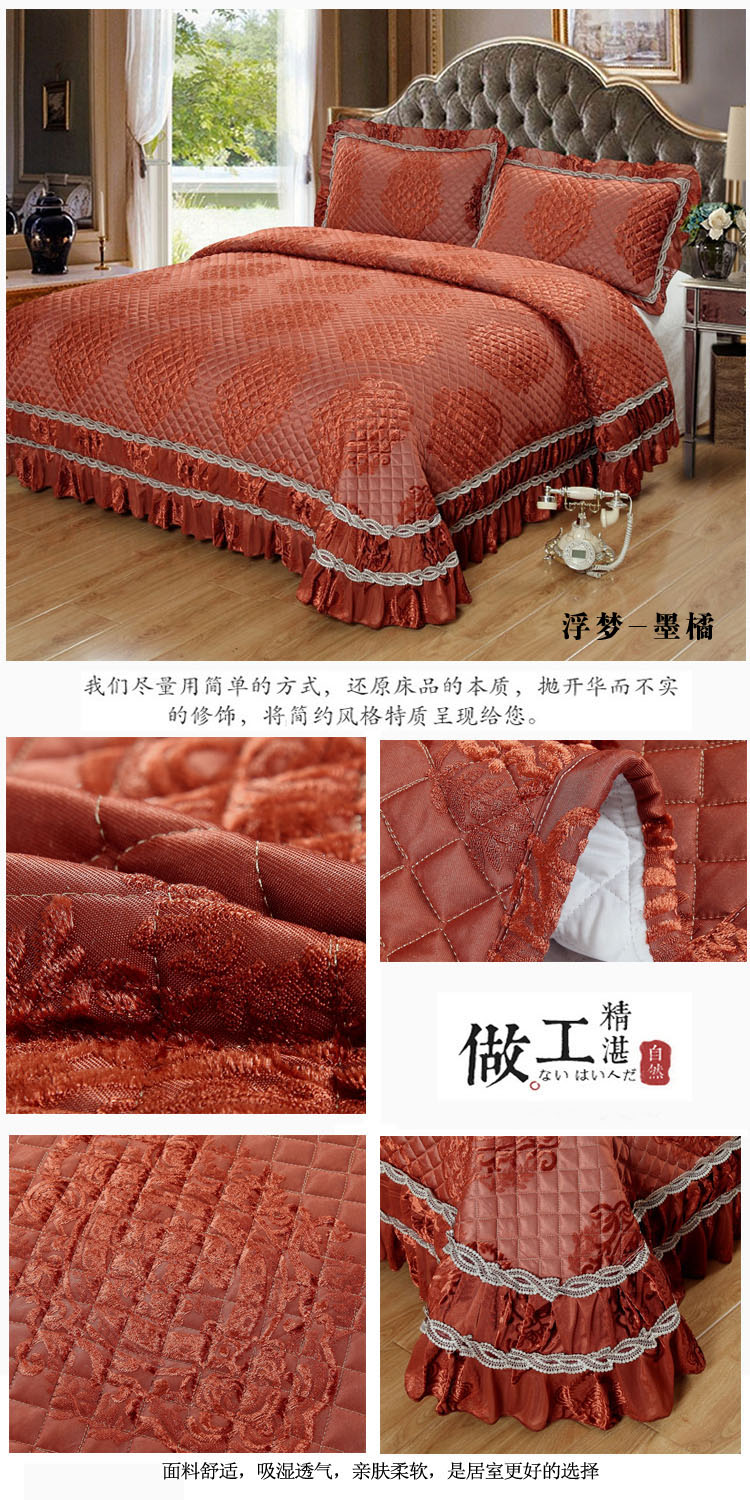 Tấm trải giường cashmere chống pha lê châu Âu ba mảnh chần đệm 1,5m1,8m tấm trải giường sang trọng quilting thảm trải giường