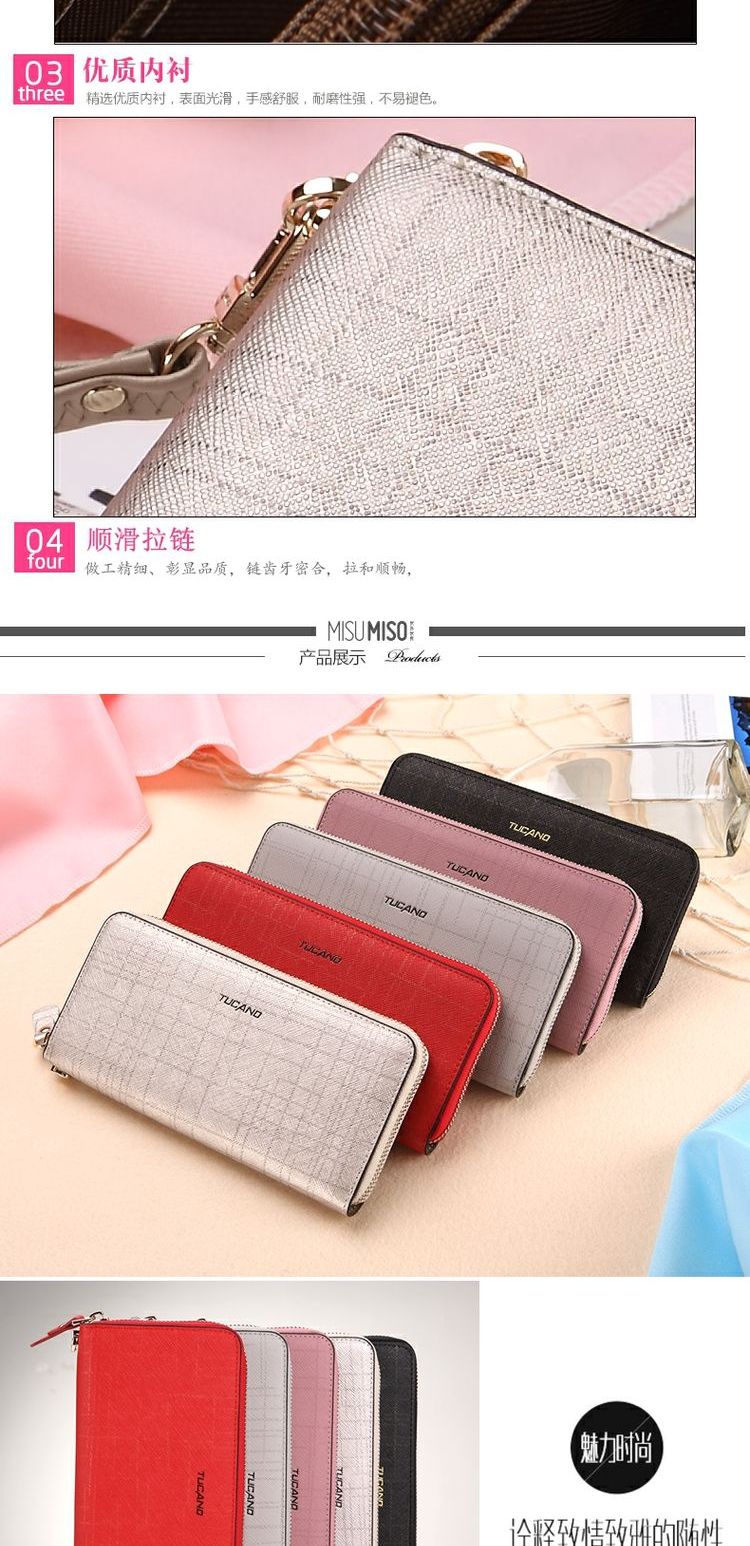 Chim gõ kiến ​​Bà Zipper Ví dài Dung lượng lớn Ví di động Da Túi xách Thời trang Hàn Quốc Túi nữ Mới - Ví tiền clutch nữ