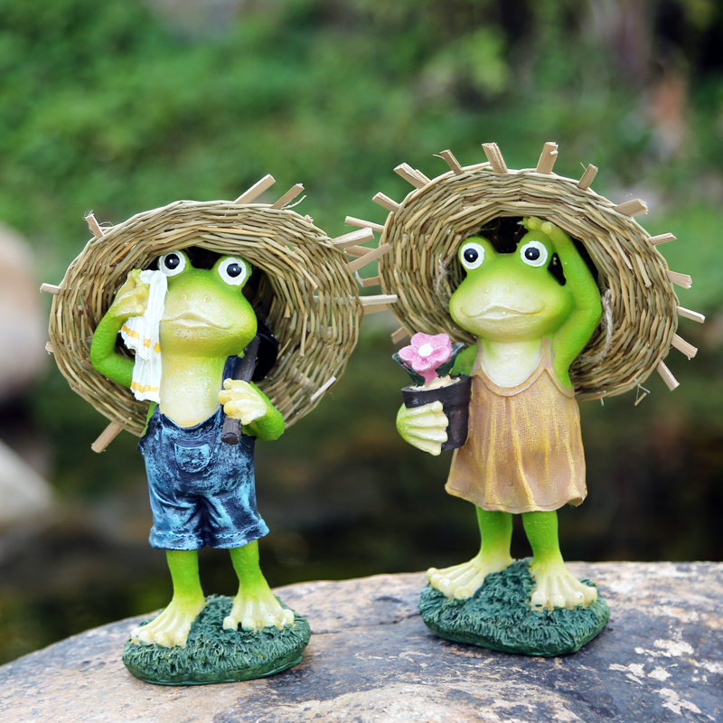 Small Frog Garden Swing Piece Balcony Patio Decorated Resin Handicraft Creative Gardening Placement Cartoon Outdoor Modelling-Taobao