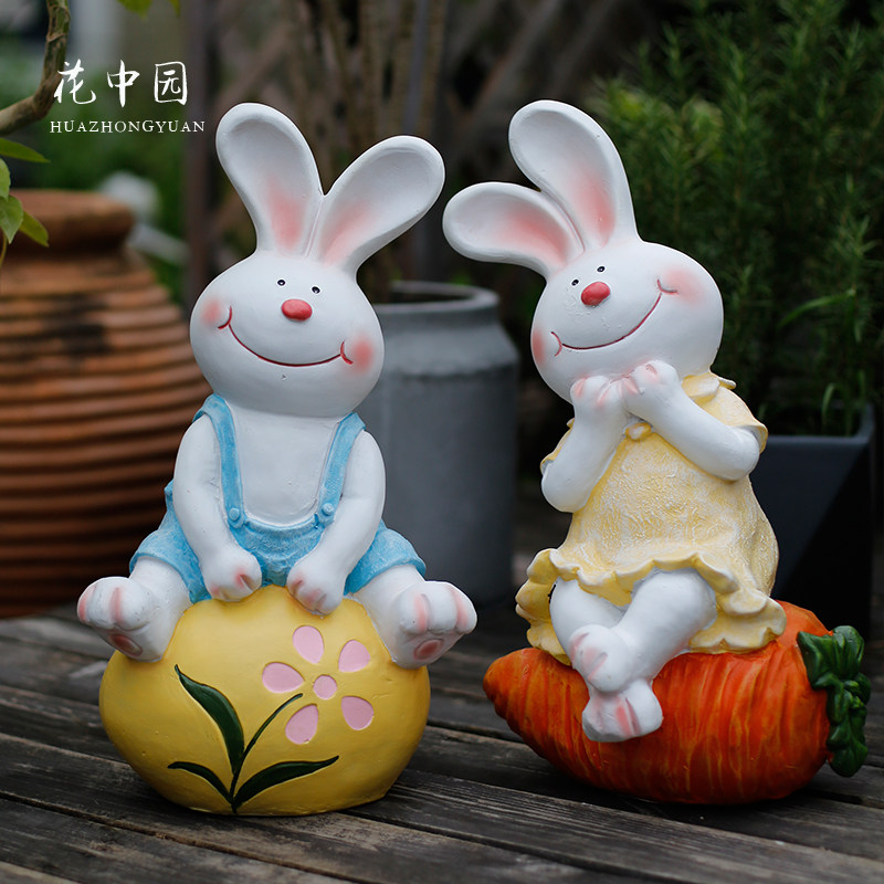 Rabbit Ornament Creative Cute Cartoon Simulation Resin Animal Outdoor Garden Kindergarten Garden Villa Decoration