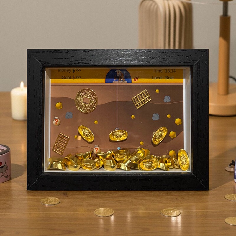 Gold Miner Photo Frame Ornament DIY Picture Frame with Gold Bars, Hand-Painted, Fun Gold Mining, Creative Gift, Display Stand, Storage