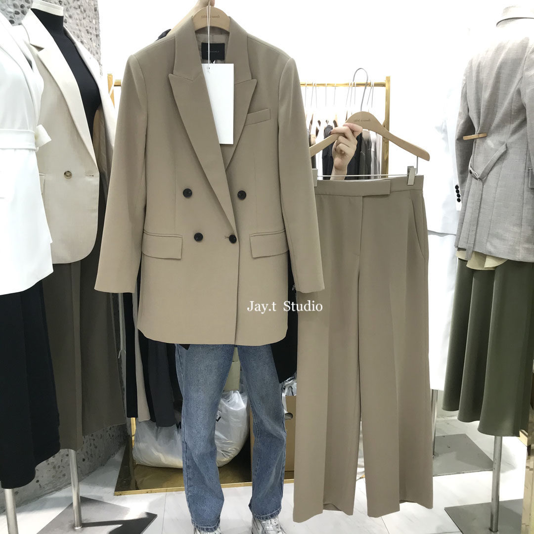 South Korea milady 2022 spring and autumn temperament classic double-breasted suit jacket mid-length suit female 60728