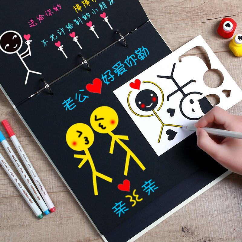 Simple Stroke Small Man Stencil DIY album Hand drawing this tool hollowed-out firewood fireman mold version 4 sheets