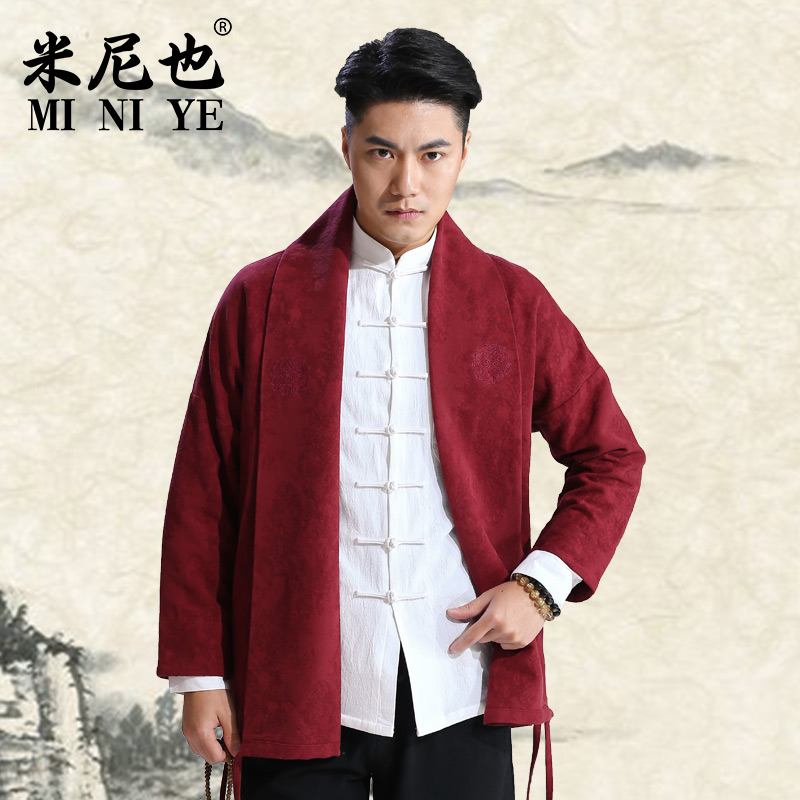 Mini also spring and autumn Hanfu Tang suit ancient style men's Chinese style slim cuffs handsome Hanfu robe coat