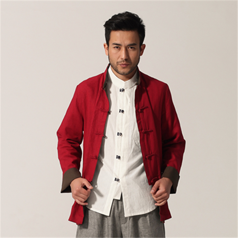 Miney also autumn and winter new casual men's Tang suit men's coat suit Chinese style coarse cloth Chinese top double-sided wear