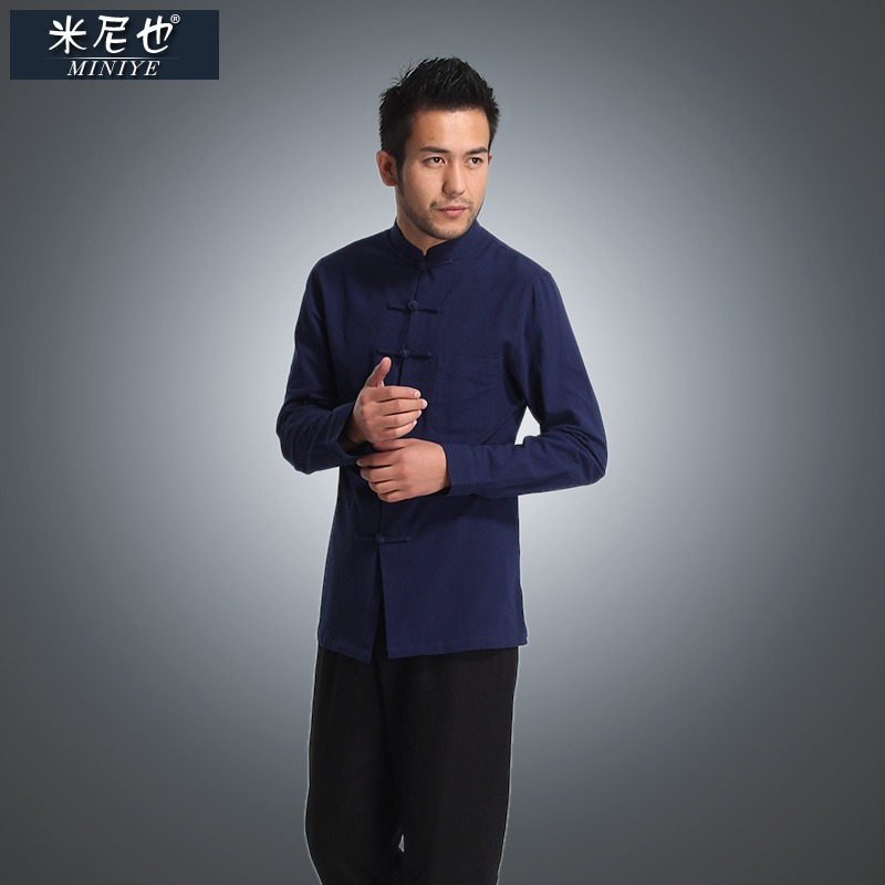 Mini also Mini also autumn men's Tang suit national costume kefu bottoming shirt Chinese style Chinese style men's long-sleeved