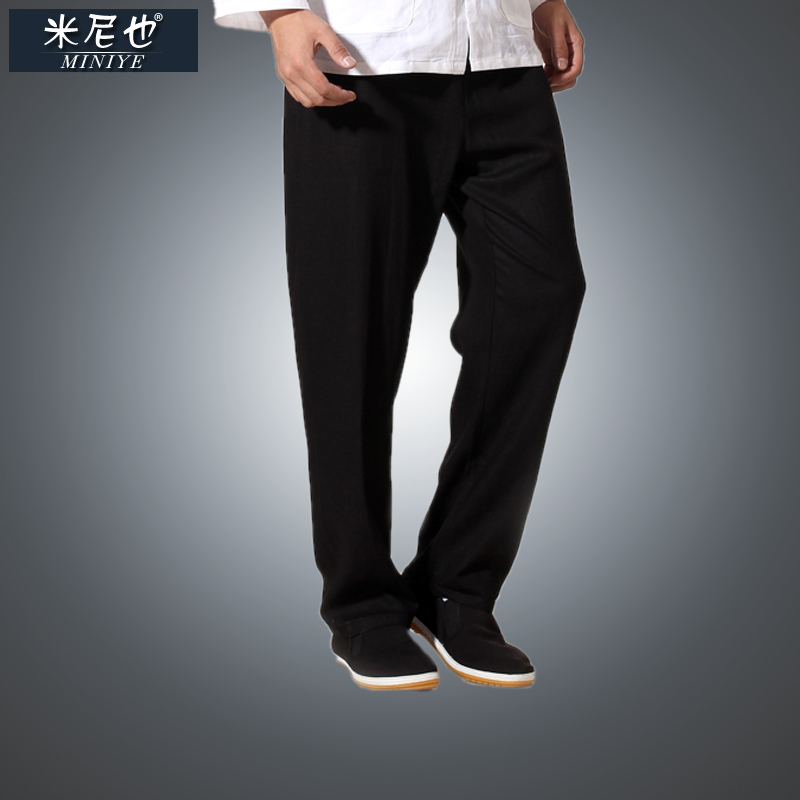 Miny also spring and summer old cotton hemp men's clothing large size and thin section Daddy clothes casual pants loose version tightness trousers