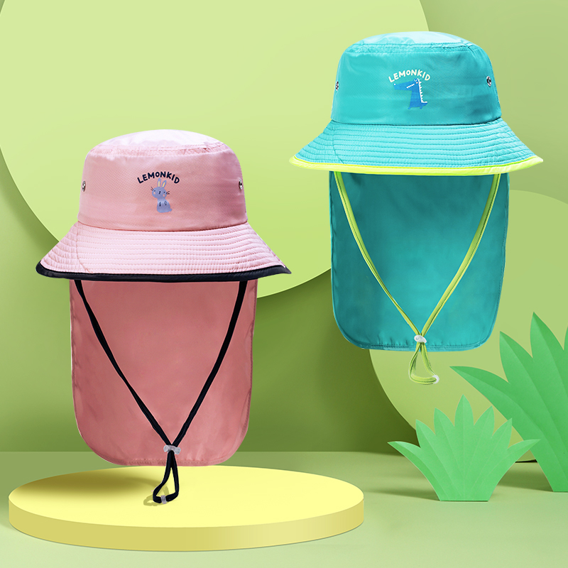 Children's fisherman hat anti-UVUPF50 neck protection thin section sun hat boys and girls baby sunscreen hat