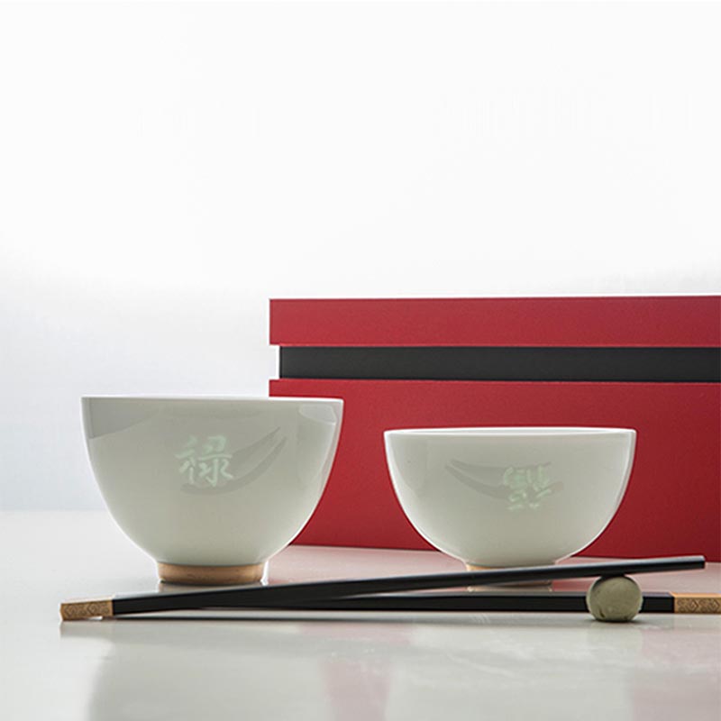 Treasure porcelain Lin I to bowl of double bowl of jingdezhen ceramic rice bowl festival blessing wedding gift chopsticks suits for
