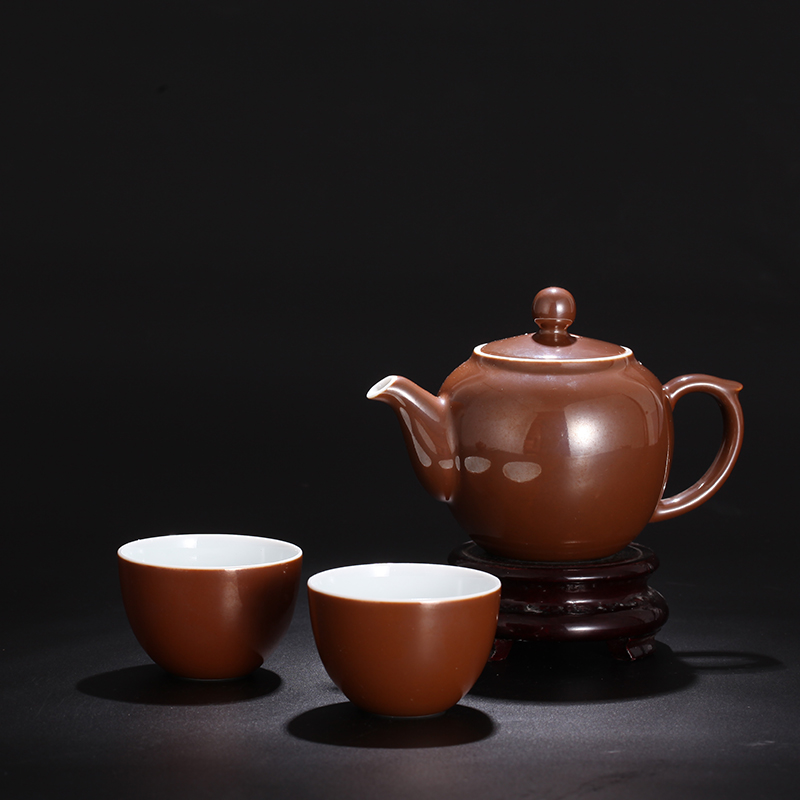 Treasure porcelain round pearl pot a pot of two cups of Lin