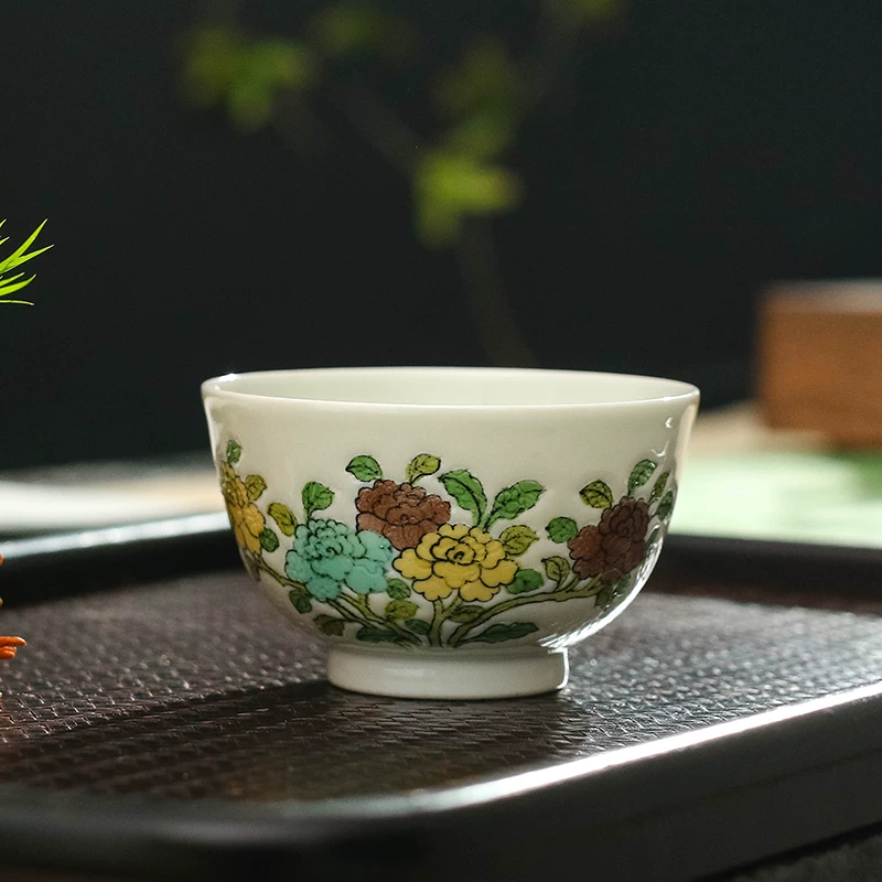 Пищевая керамика Jingdezhen Sancai цветок фарфор синяя и белая чашка чисто ручная роспись одна чашка набор высококлассный подарок