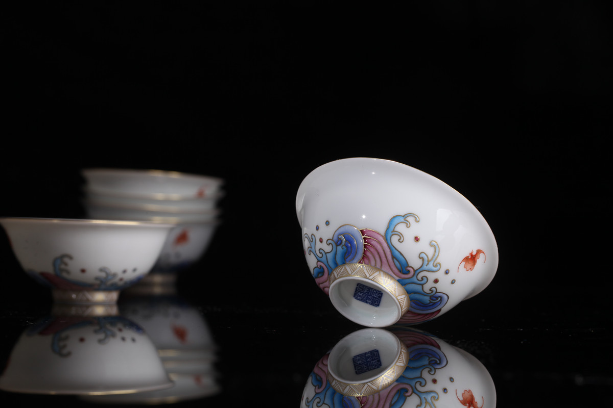 Treasure porcelain - airdropping grow Lin jingdezhen enamel paint zhengde 10 tea cup set combination suit