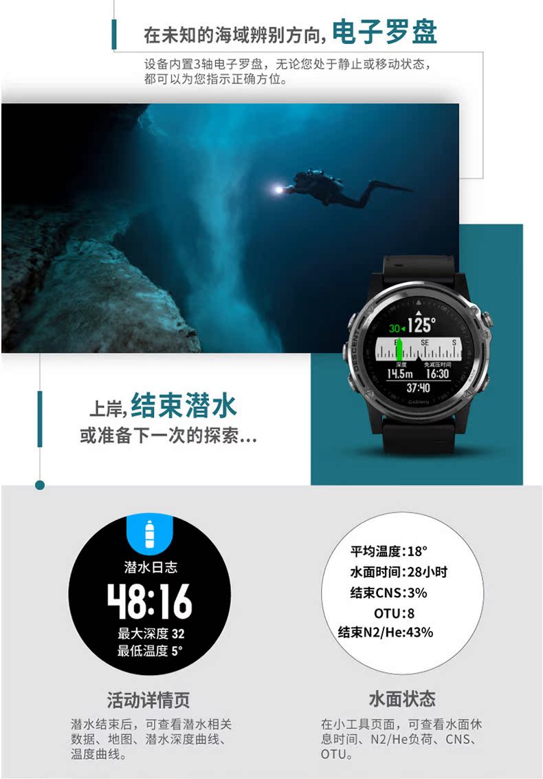 Đồng hồ đeo tay thể thao máy đo nhịp tim GPS Garmin Descent Mk1 GPS ngoài trời đa chức năng - Giao tiếp / Điều hướng / Đồng hồ ngoài trời đồng hồ cặp đẹp