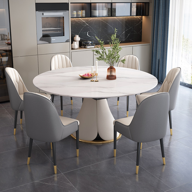 Rock Plate Variable Round Table Flex Modern Minima Light Lavish Home Nordic Small Family Dining Table Round Table With Chair