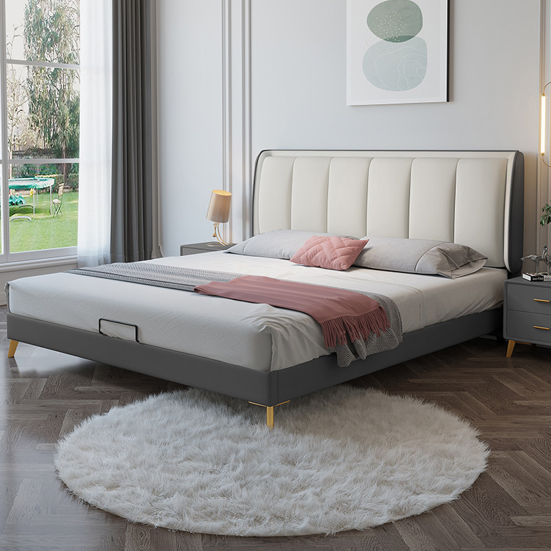 Italian Bunk Art Bed Modern Minima Nordic Tech Bunk Bed Master Bedroom With Double Bed Air Pressure High Box Storage Containing Wedding Bed 