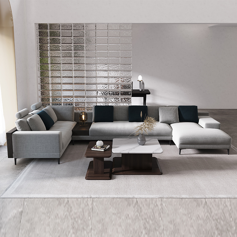 Cotton linen Art type minimalist modern large terrace number combined sponge down sofa Living room