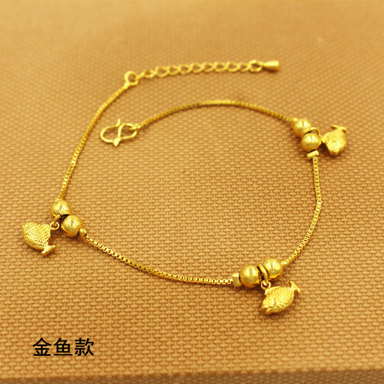 Phổ biến mới cát vàng mạ 24K giả vàng vòng chân cô gái yêu cá vàng tiền túi euro đồng xu trang sức vòng chân trang sức lắc chân nữ vàng đẹp