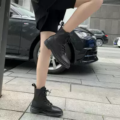 Yili rice gray leather Martin boots women's summer thin breathable 2020 new British wind versatile boots women's thick bottom