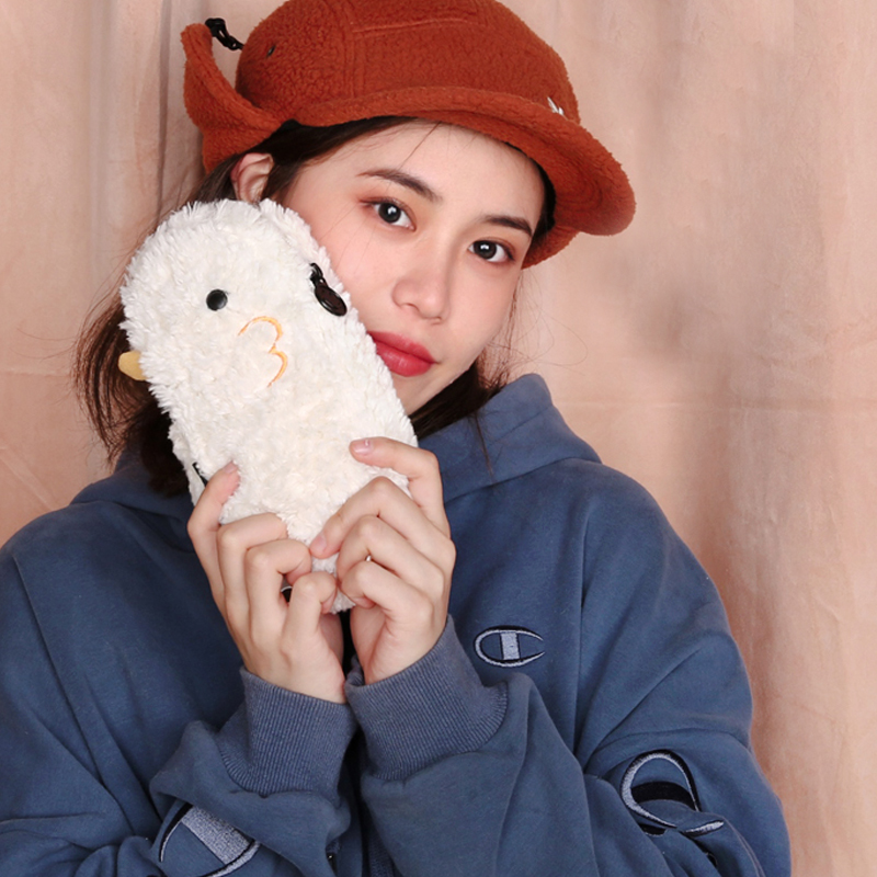 Tri-color patch pen bag women Korea creative plush girls pencil bag large capacity cute student stationery box gift