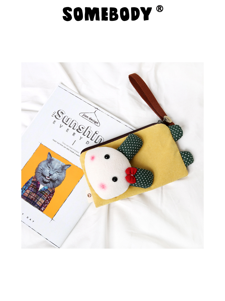 Three-color patch spring and summer soft cute rabbit portable wallet Girl heart Foreign pie change envelope bag Japanese cute mobile phone bag