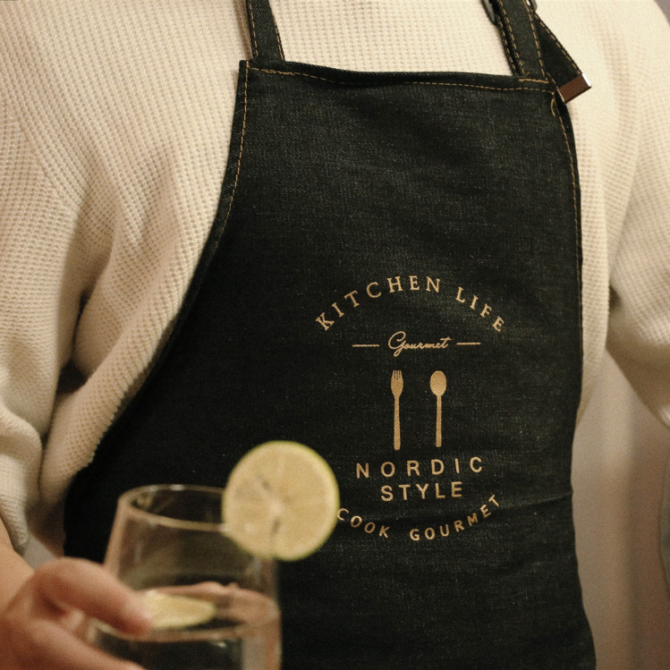 And Home Day American Bronzed Striped Jeans Men and women Apron Home Pure cotton Cotton Leather With Coffee Shop Baking