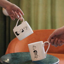 And Home Daily European-style Bone Porcelain Personality Creative Tide Lovers Coffee Cup suit Ceramic Mark Cup ins Nordic Wind