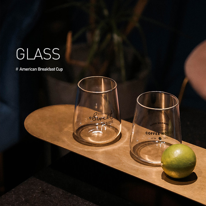 And Home Day American brief English letters Heat resistant High boron Silicon glass Cup Microwave Milk coffee Breakfast water glass