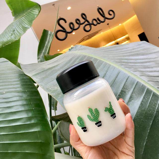 Fun cactus cute heat resistant small glass capsule cup student portable pocket cup gift set glass