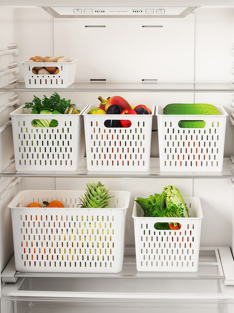 Snacks and groceries storage box Household plastic storage basket Kitchen cabinet storage box Door wardrobe Clothes tidy basket